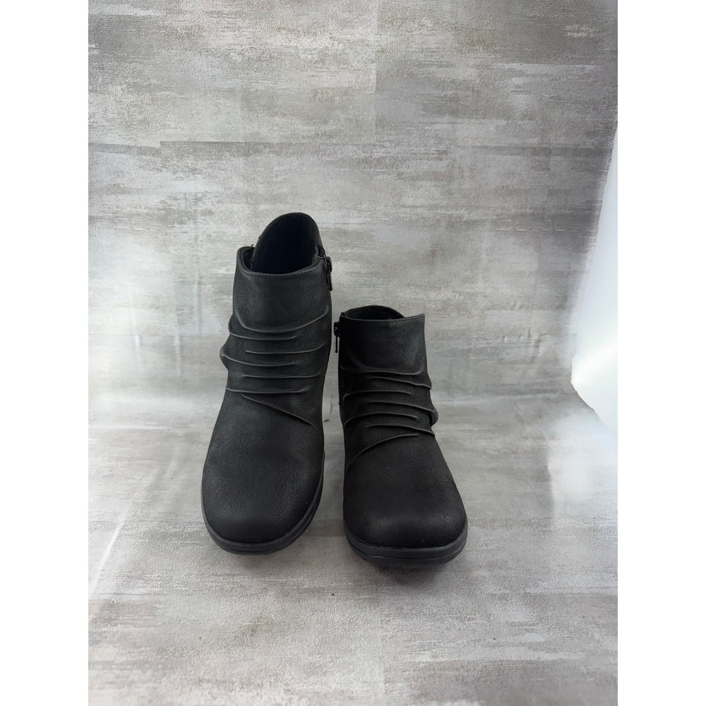 Skechers Women Black Ruched Ankle Boots SN 49901 Zip Up Comfort Shoes Size 6.5